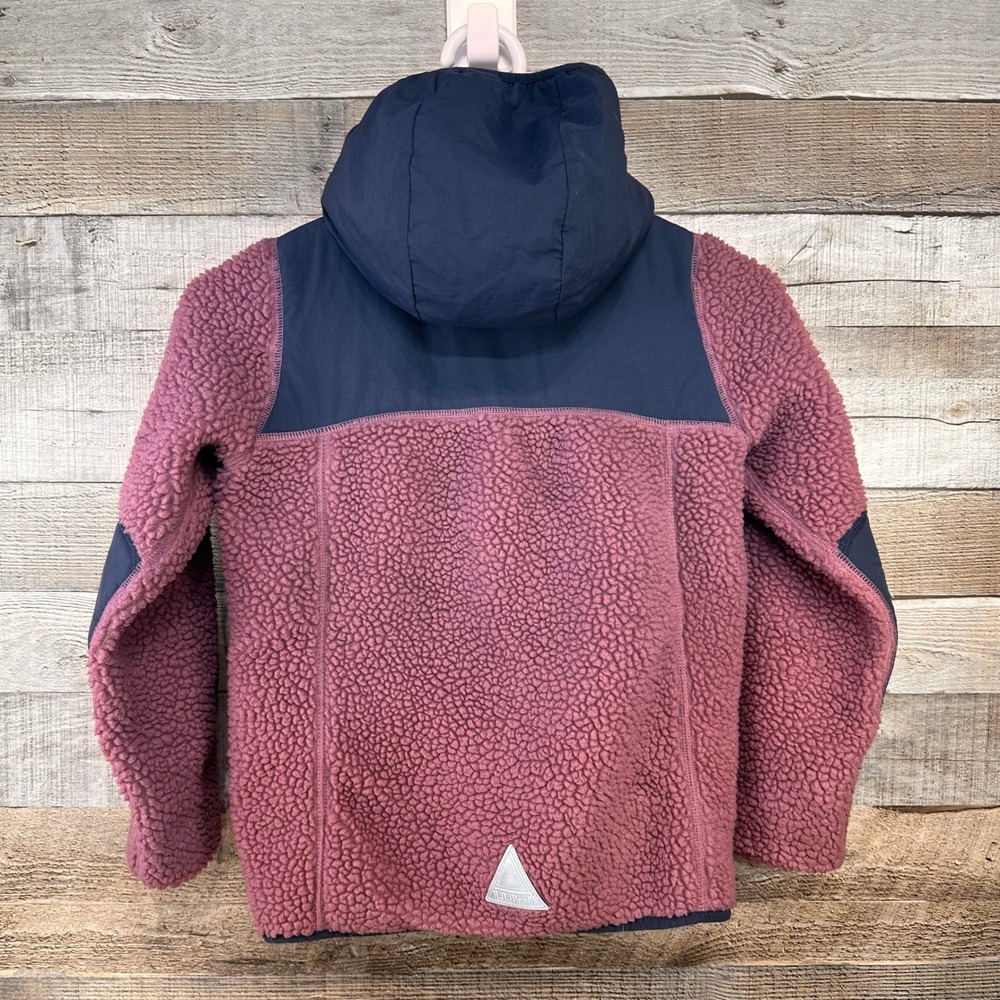 LL Bean Kids S 8 Katahdin Fleece Hooded Jacket Pink Navy Blue